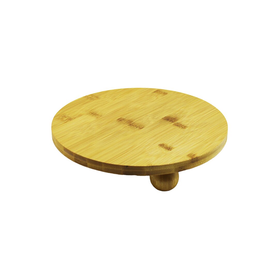 YUVARLAK 24.5CM 3 MİNİ TOP AYAKLI AHŞAP BAMBU SUNUM TEPSİSİ