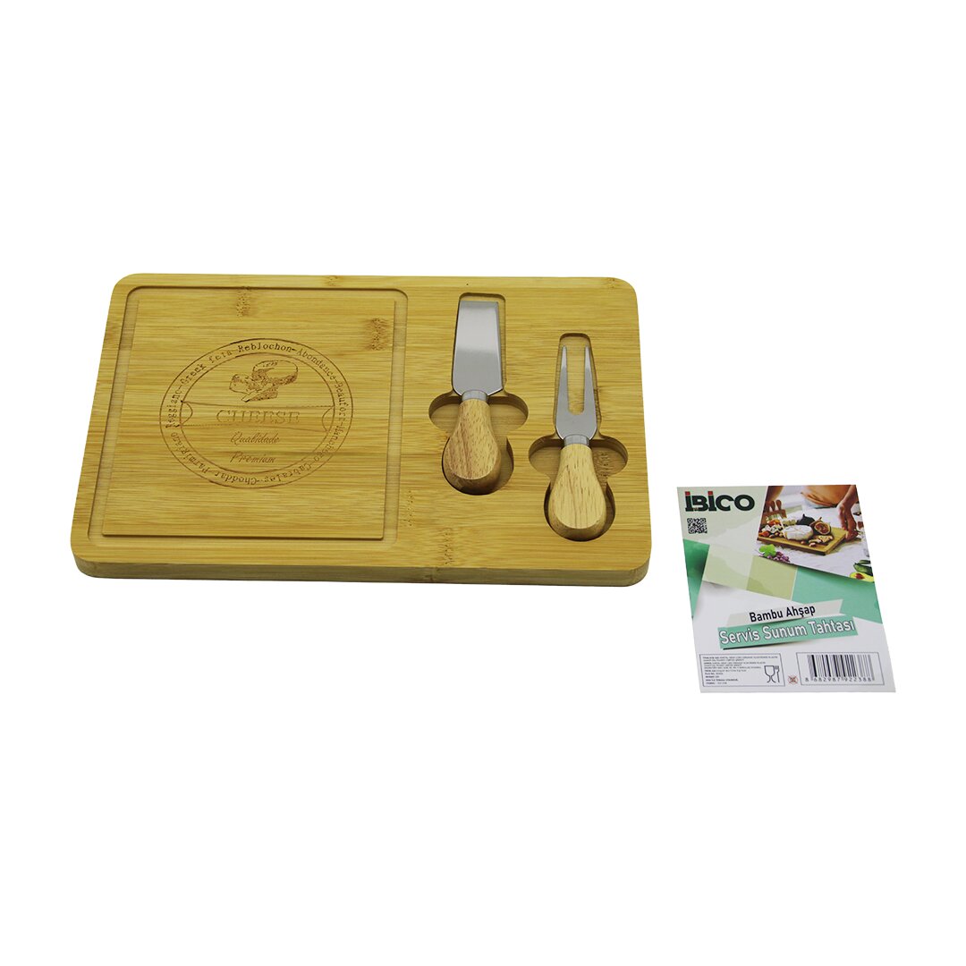 BIÇAK SAĞ AHŞAP BAMBU KAHVALTI PEYNİR SUNUM PANO 2PEYNİR BIÇ