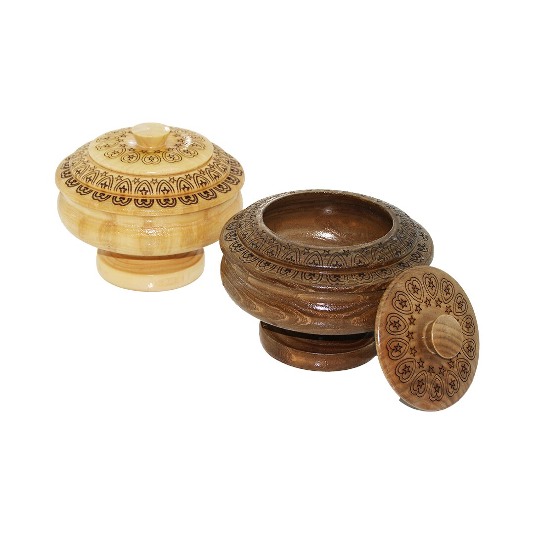 AYAKLI   DESENLİ - CNC İŞLEMELİ  AHŞAP ŞEKERLİK KAPAKLI  FİL