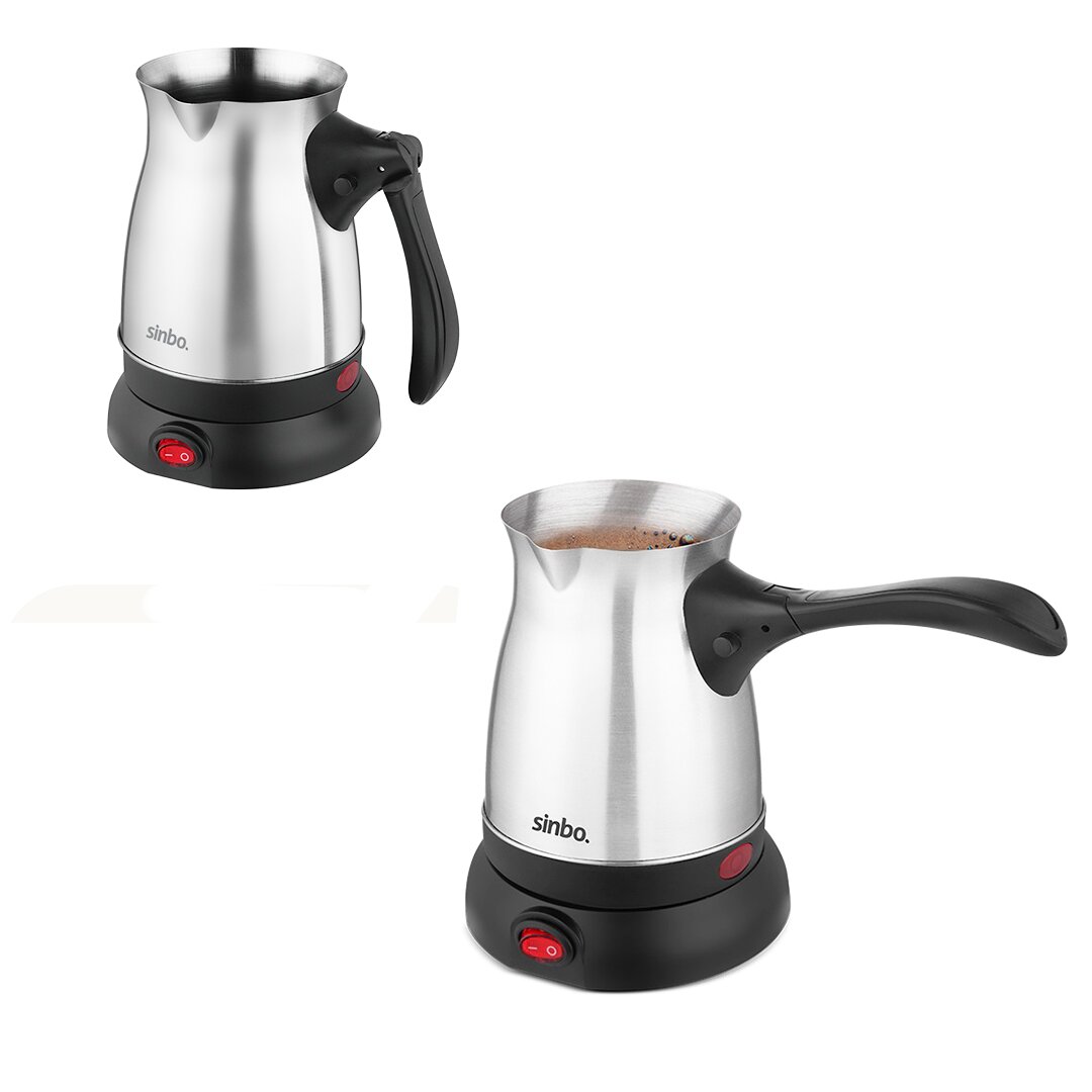 Steel Electric Turkish Coffee Maker - 6 Cup 500ML 360° Cordl