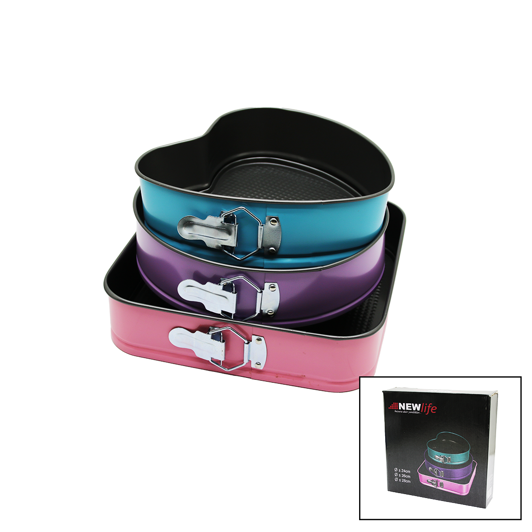 3 PARÇA  SET METAL KEK KALIP KELEPÇELİ KALP - KARE - YUVARLA