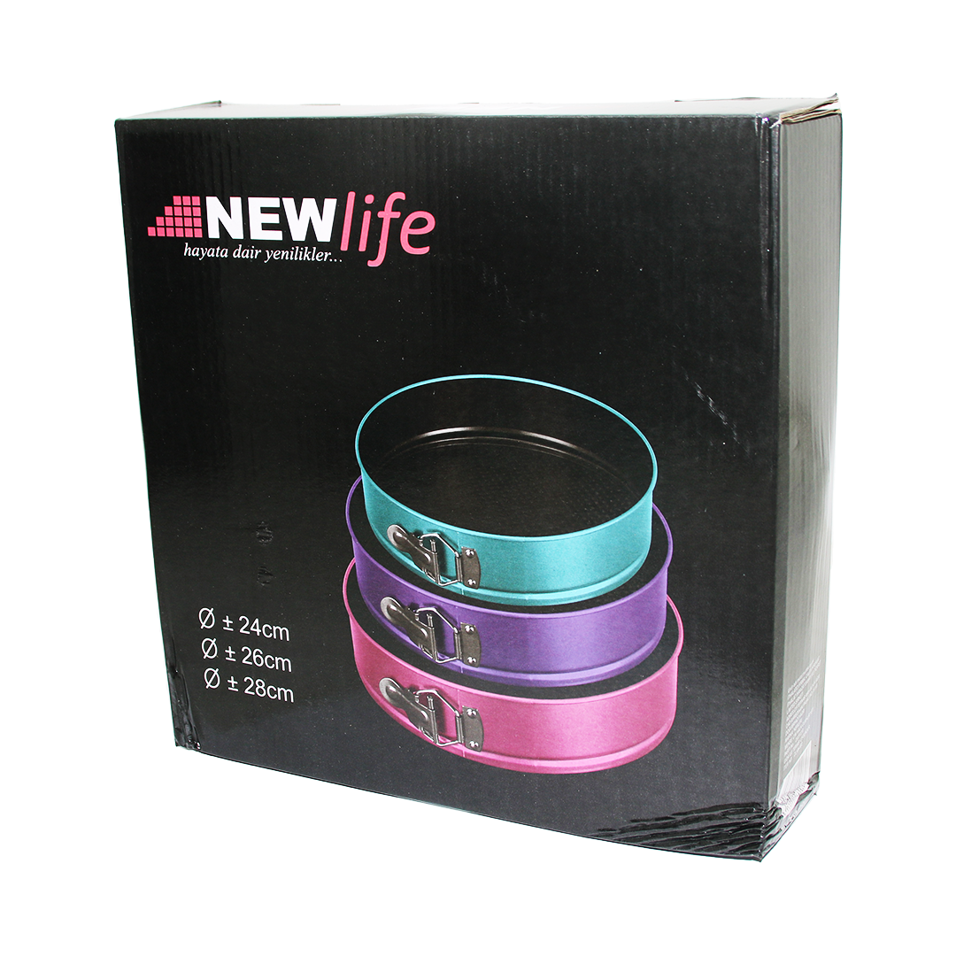 3 PARÇA  YUVARLAK - RENKLİ KELEPÇELİ METAL KEK KALIP 24-26-2