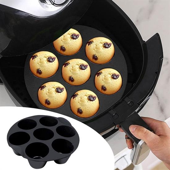 7 Gözlü Silikon Çok Amaçlı Airfryer Muffin Cupcake Kek ve Çö