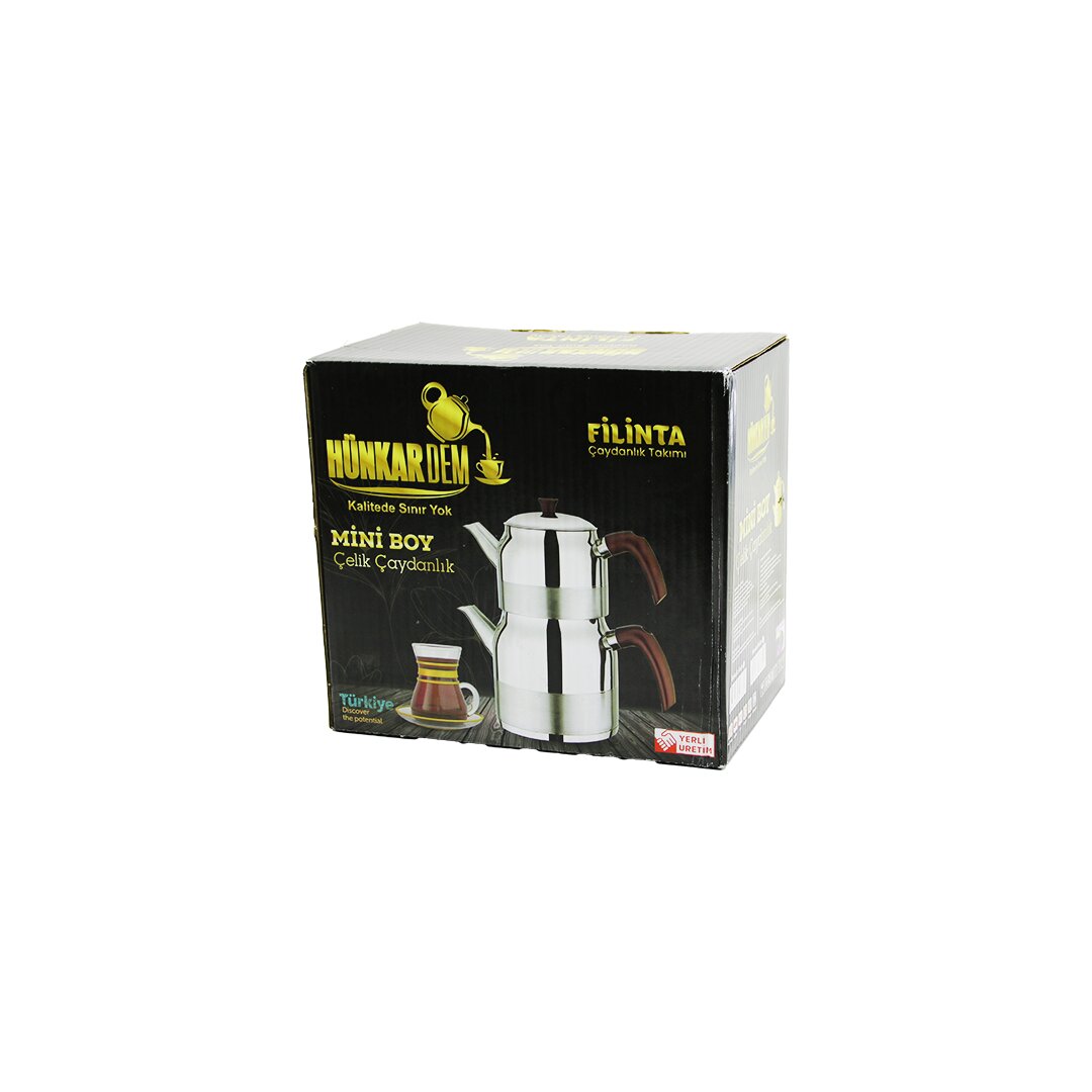 FİLİNTA MİNİ BOY ÇELİK ÇAYDANLIK SETİ ÇİFT KAPAKLI RENKLİ BA