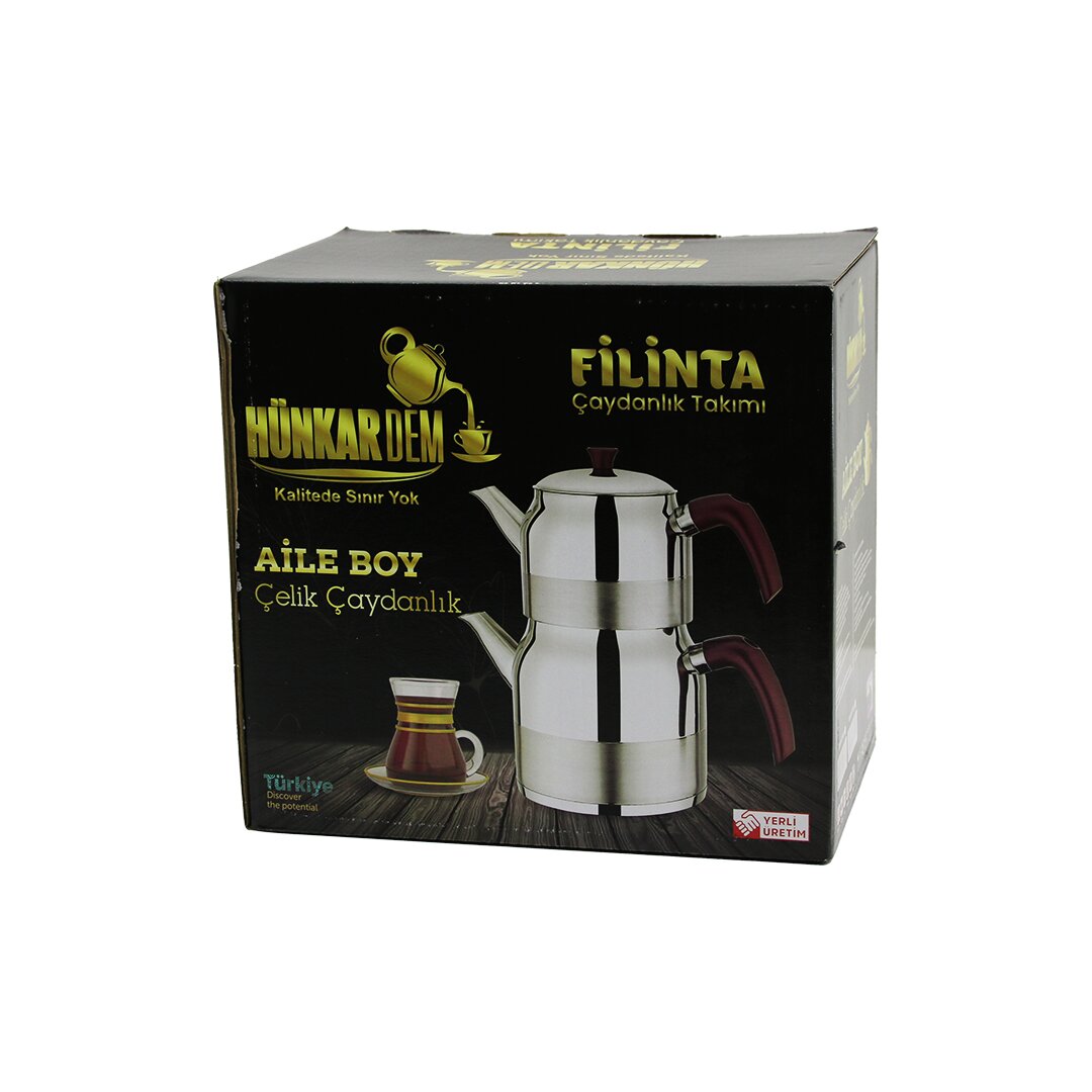 FİLİNTA AİLE BOY ÇELİK ÇAYDANLIK SETİ ÇİFT KAPAKLI RENKLİ BA