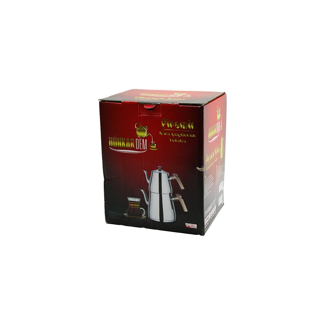 PRAMİT MİNİ BOY ÇELİK ÇAYDANLIK SETİ - TAKIMI RENKLİ BAKALİT