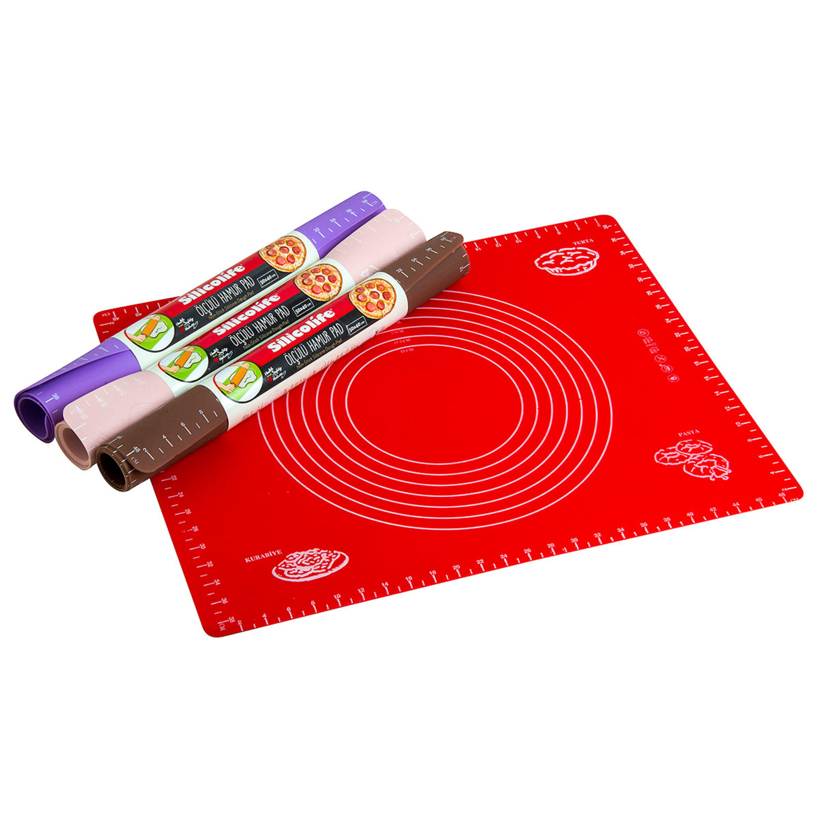 Silikon Ölçülü Hamur Açma Matı Hamur Açma Örtüsü Büyük Boy 50x40 (5563) #3