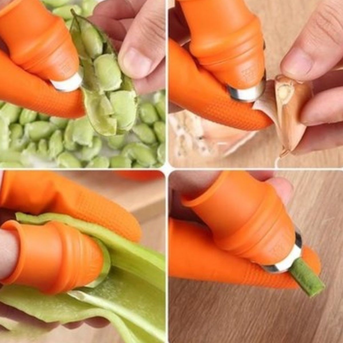 5 Parça Pratik Parmak Koruyucu 1 Parça Baş Parmak Bıçaklı Eldiven Sebze Meyve Soyucu Kesme Ayıklayıcı Silikon Set (5563) #2