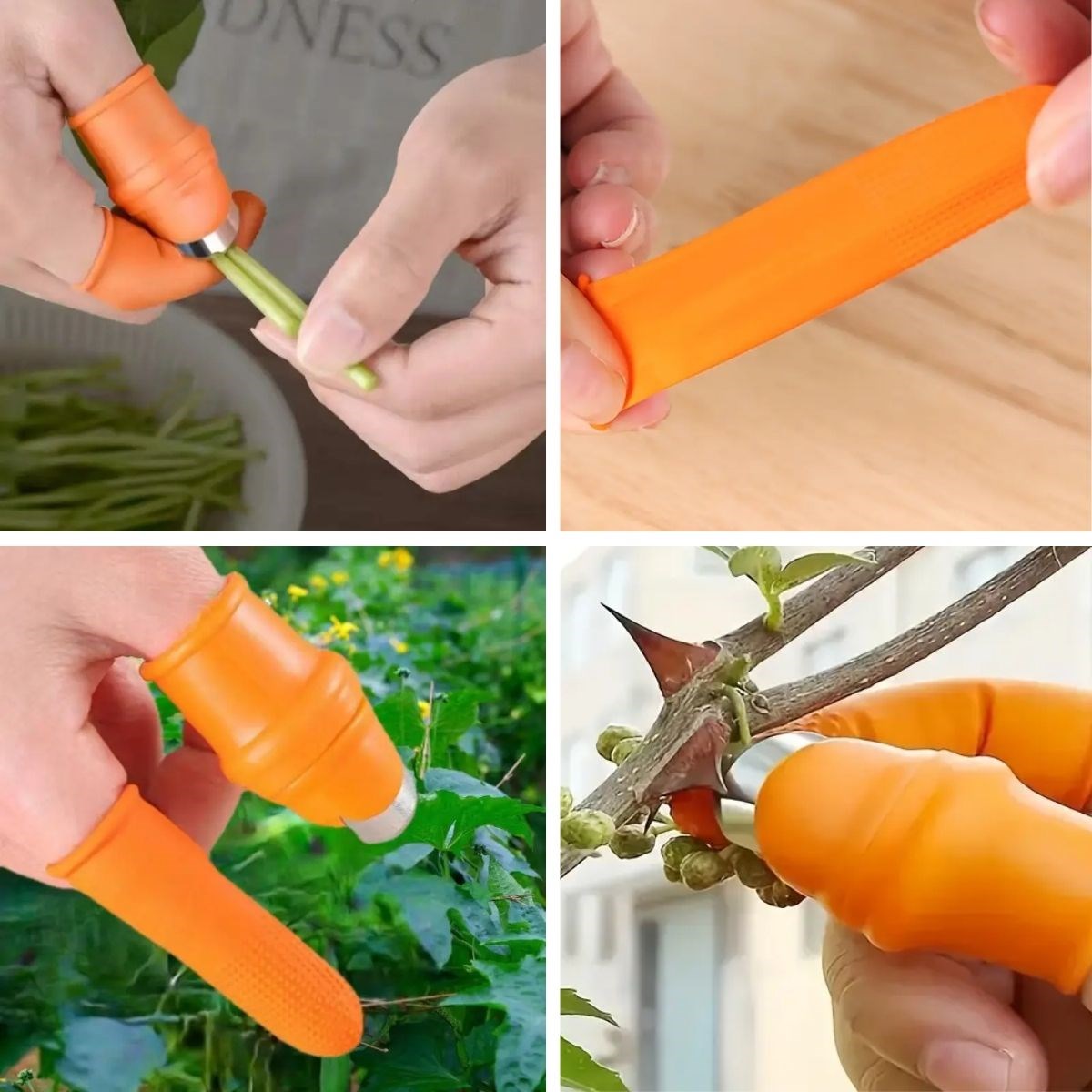 5 Parça Pratik Parmak Koruyucu 1 Parça Baş Parmak Bıçaklı Eldiven Sebze Meyve Soyucu Kesme Ayıklayıcı Silikon Set (5563) #3