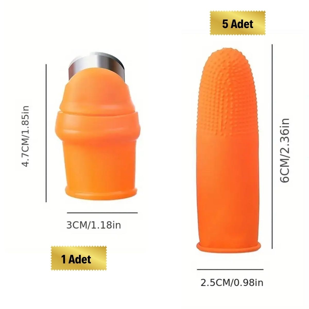 5 Parça Pratik Parmak Koruyucu 1 Parça Baş Parmak Bıçaklı Eldiven Sebze Meyve Soyucu Kesme Ayıklayıcı Silikon Set (5563) #5