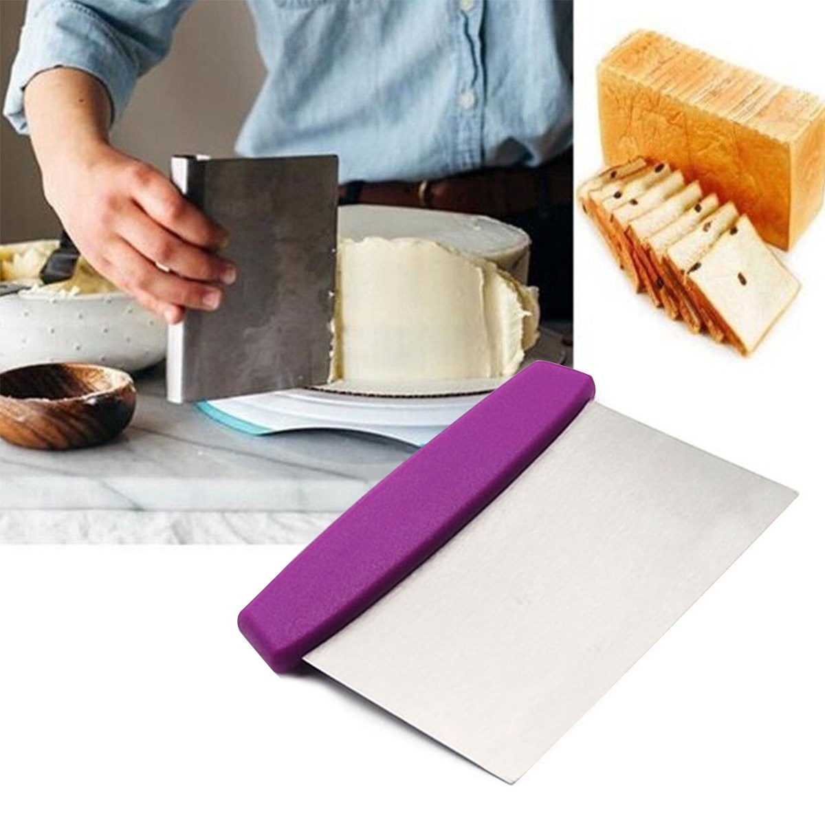 Çelik Hamur Kesici Kazıyıcı Pasta Kek Dekorasyon Spatula Aleti (5563) #2