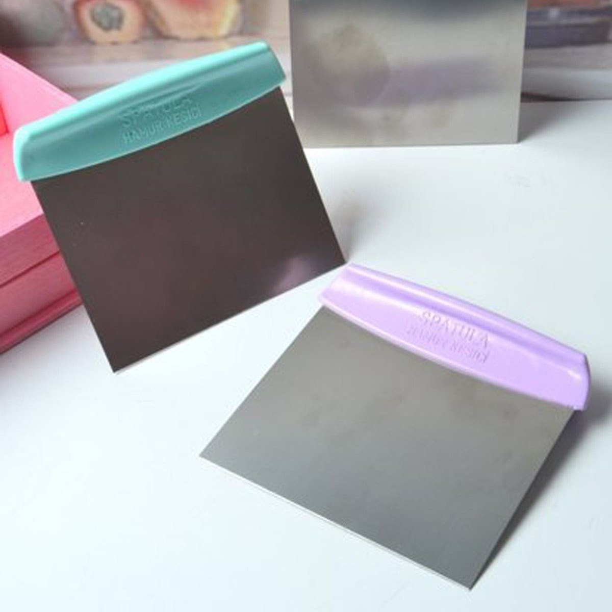 Çelik Hamur Kesici Kazıyıcı Pasta Kek Dekorasyon Spatula Aleti (5563) #4