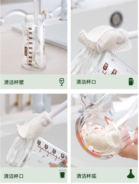 Kavanoz ve Biberon Yıkama Fırçası Silikon Beyaz (5563) #5