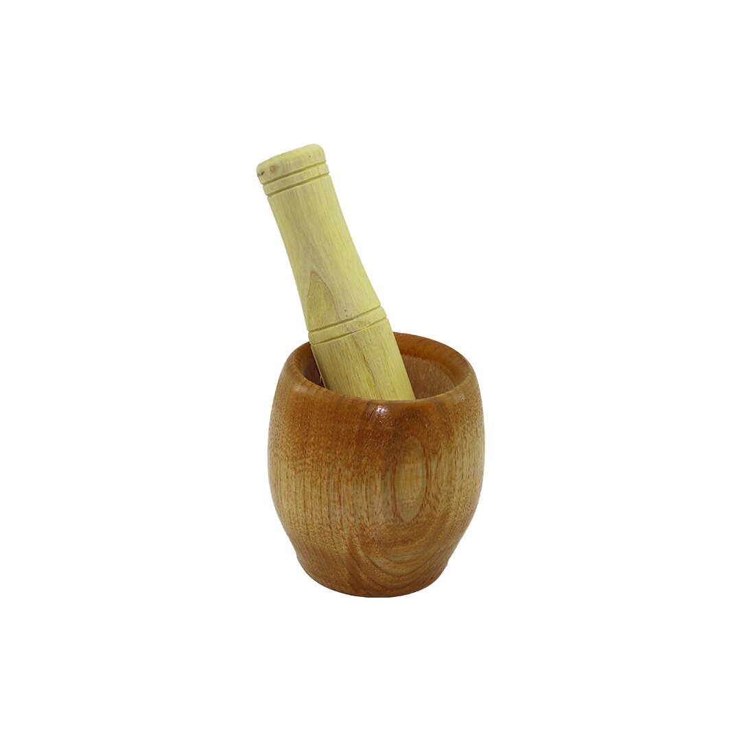 AHŞAP BAMBU HAVAN SARIMSAK DÖVECEK Ç: 7CM--D: 5.8CM--Y: 8.5C