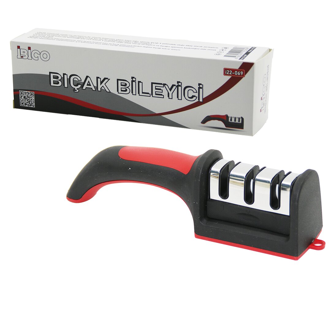 Boxed Knife Sharpener 3-Stage Colored Plastic Handle (5563)
