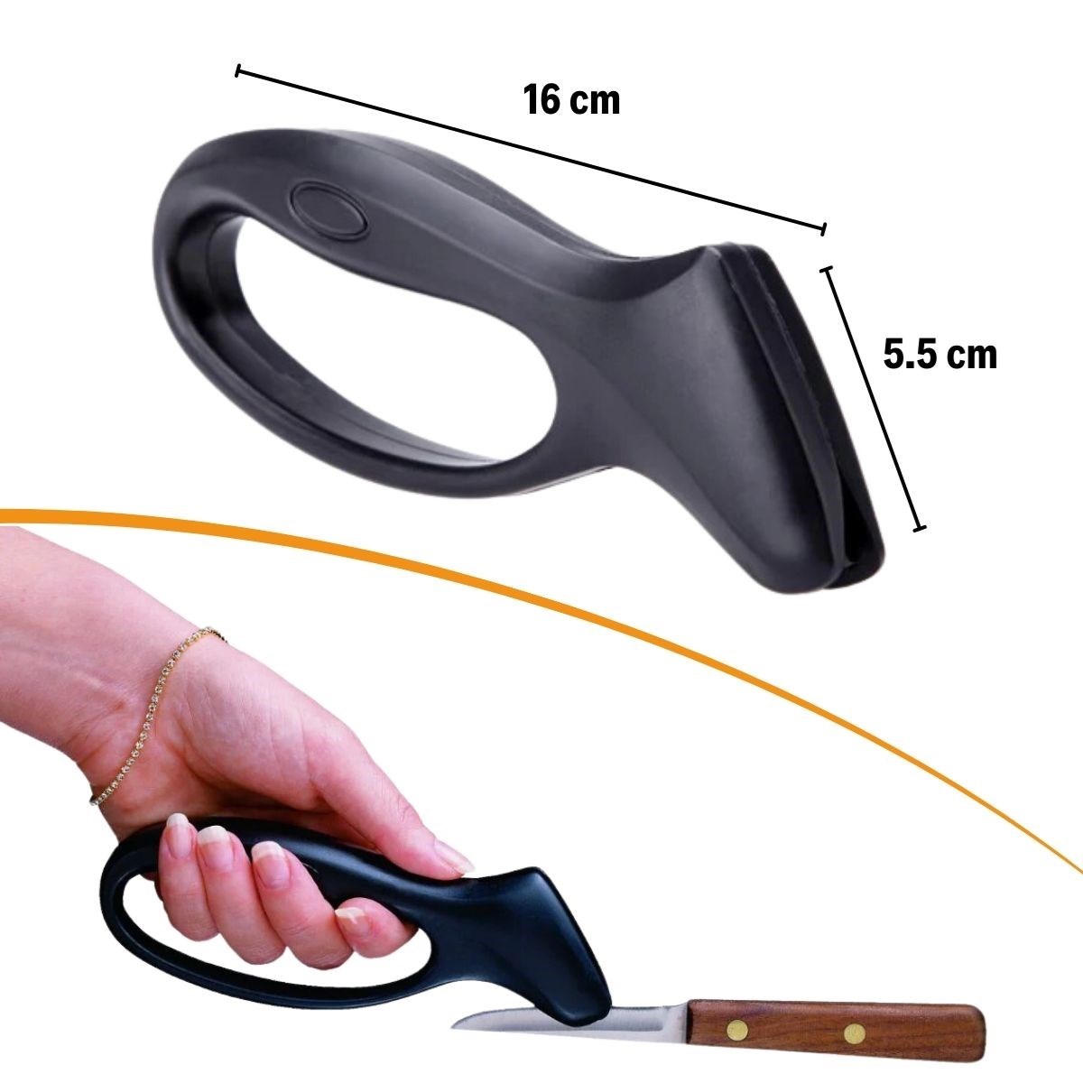 Kolay Tutuş Saplı Paslanmaz Çelik Manuel Bıçak Bileme Aleti (5563) #5