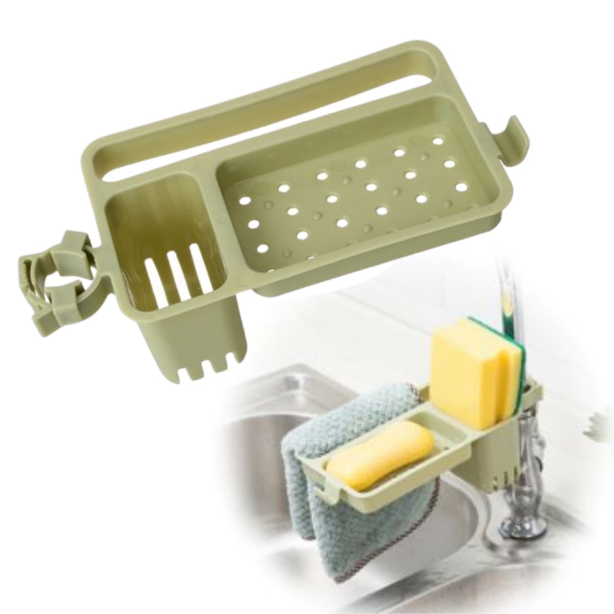 Musluğa Takılan Sünger Havlu Askılı Sabun Hazneli mutfak Ban