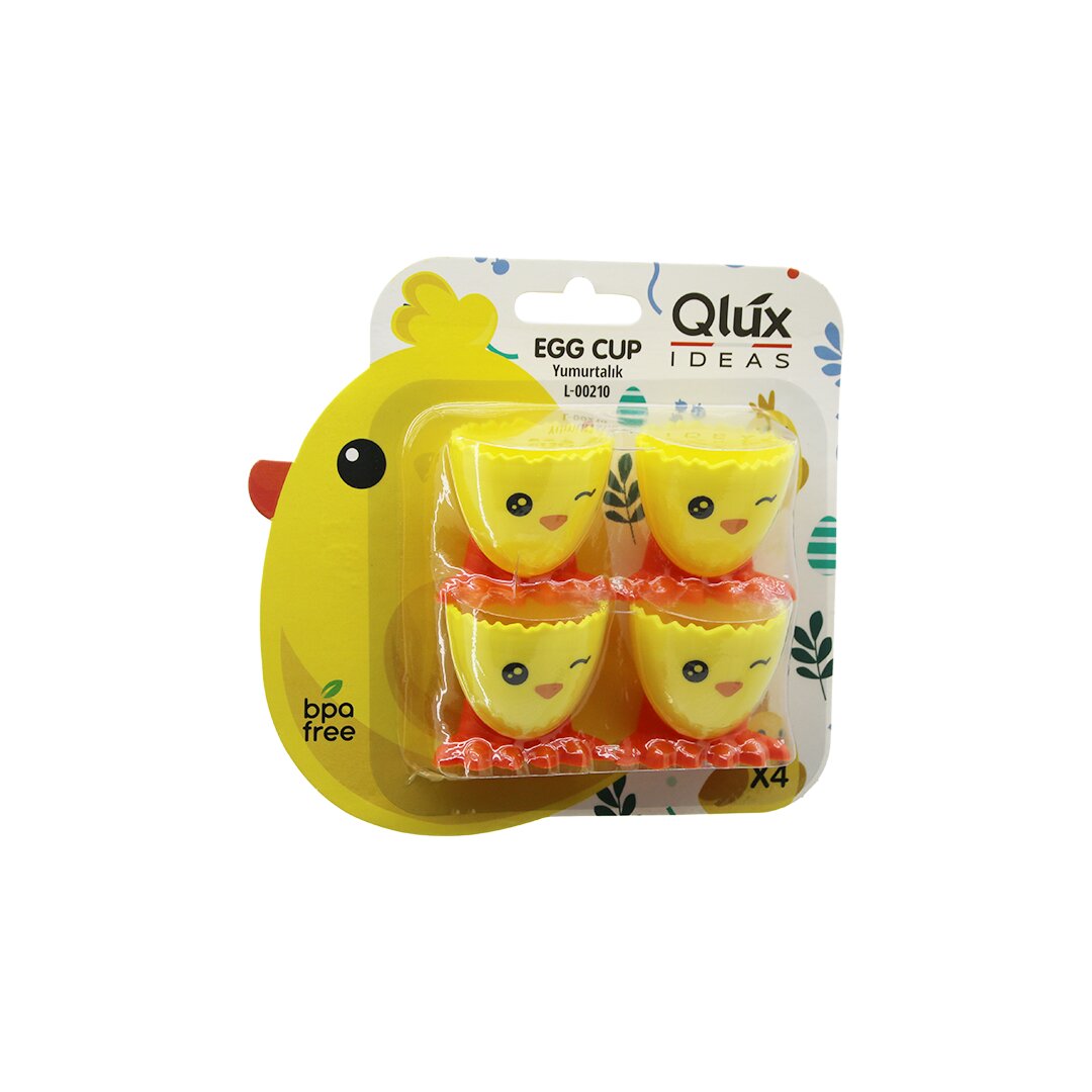 EGG CUP 4PCS YUMURTALIK EMOJİ DESEN - RENKLİ PLASTİK CİVCİV