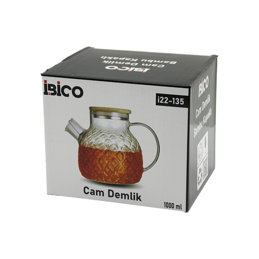1000ML ABARTMA DESEN CAM DEMLİK   BAMBU DIŞ YÜZEY - METAL İÇ