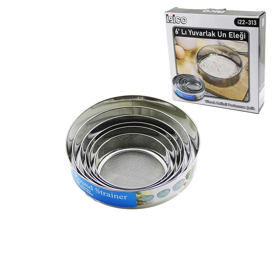 RAUND STRAİNER 6PCS METAL UN ELEK SETİ 15-17.5-19-20.5-24-27