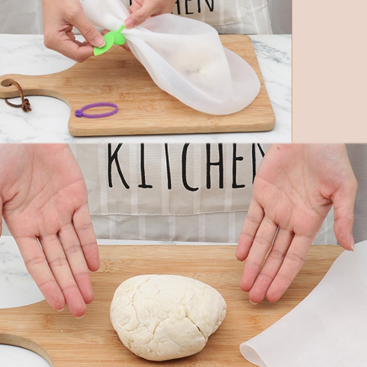 Büyük Hamur Torbası Silikon Şeffaf Hamur Yoğurma Torbası Ekmek Makarna Mantı Hamuru Kolay Yoğurma (5563) #3