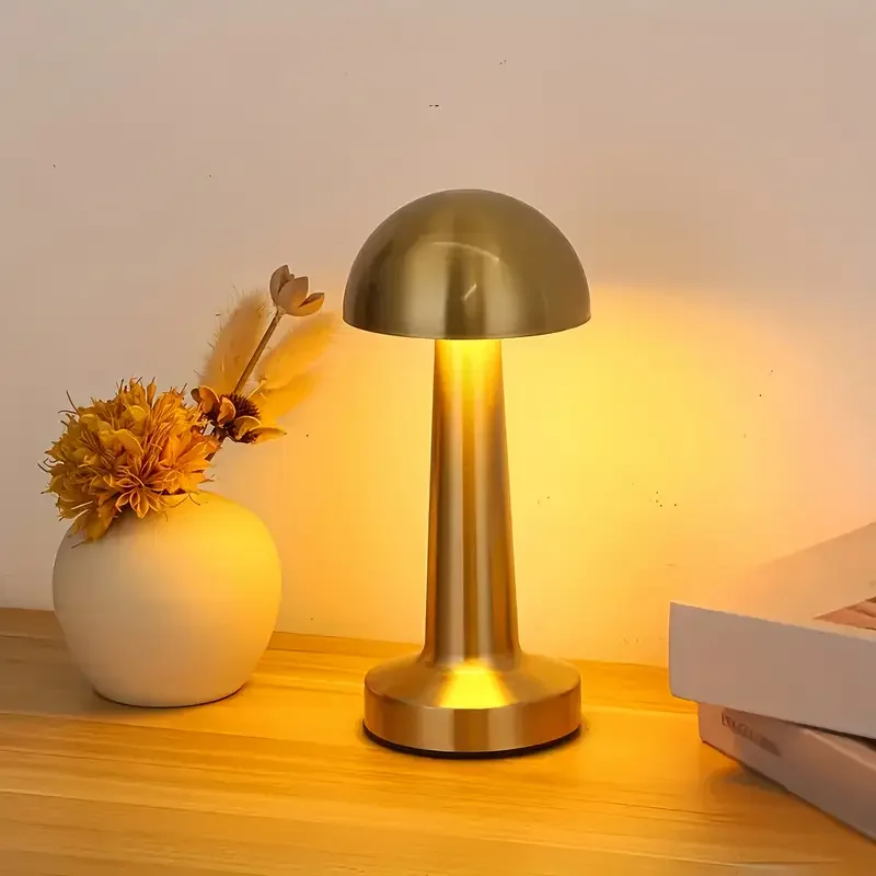 Forlife Dekoratif Şarjlı LED Mantar Masa Lambası Gold FL-8055 (5563) #2