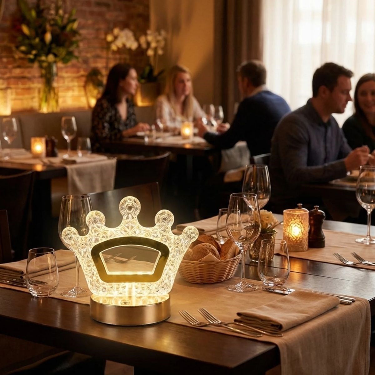 Kral Tacı Model Kristal LED Masa Lambası – Dokunmatik, 3 Renk Işık Modlu, Şarjlı Mini Dekoratif Gece Lambası (5563) #2