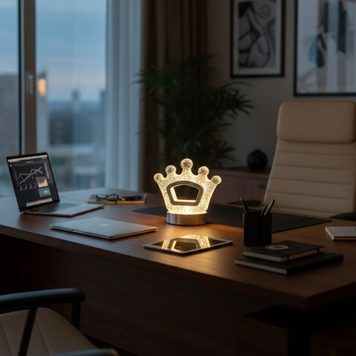 Kral Tacı Model Kristal LED Masa Lambası – Dokunmatik, 3 Renk Işık Modlu, Şarjlı Mini Dekoratif Gece Lambası (5563) #4