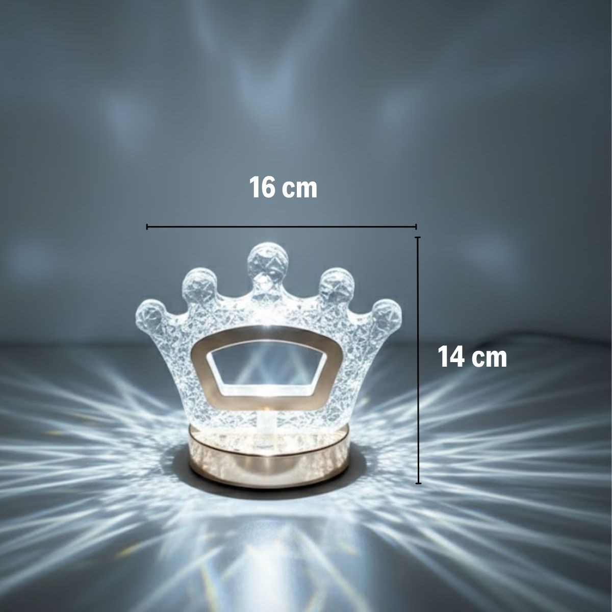 Kral Tacı Model Kristal LED Masa Lambası – Dokunmatik, 3 Renk Işık Modlu, Şarjlı Mini Dekoratif Gece Lambası (5563) #5