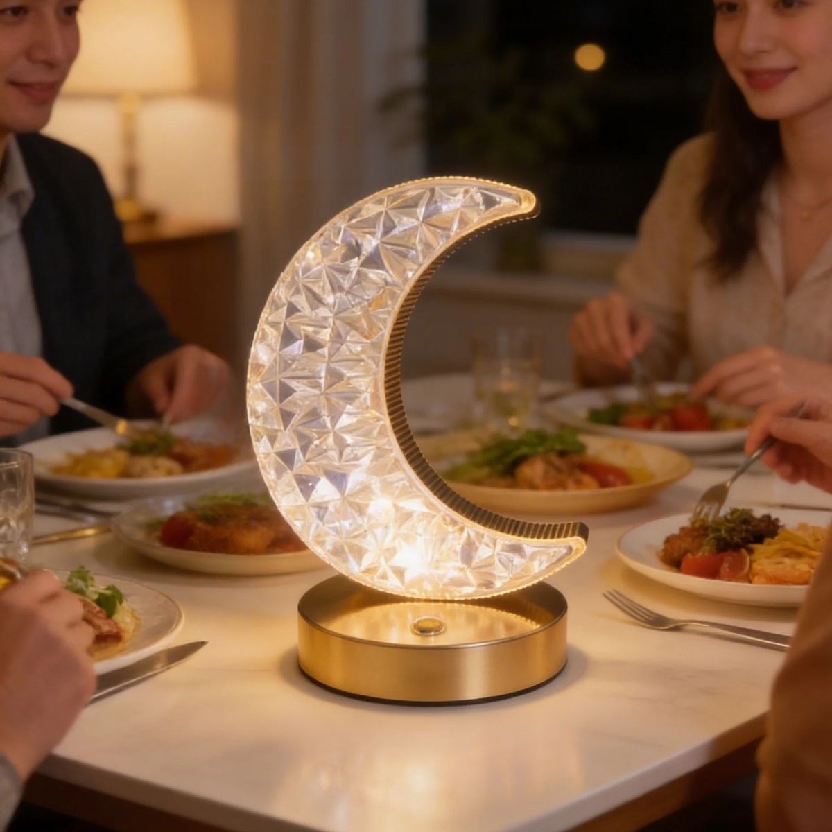 Hilal Mond Kristall LED Tischlampe – Touchscreen, 3 Farbmodi, aufladbar #2