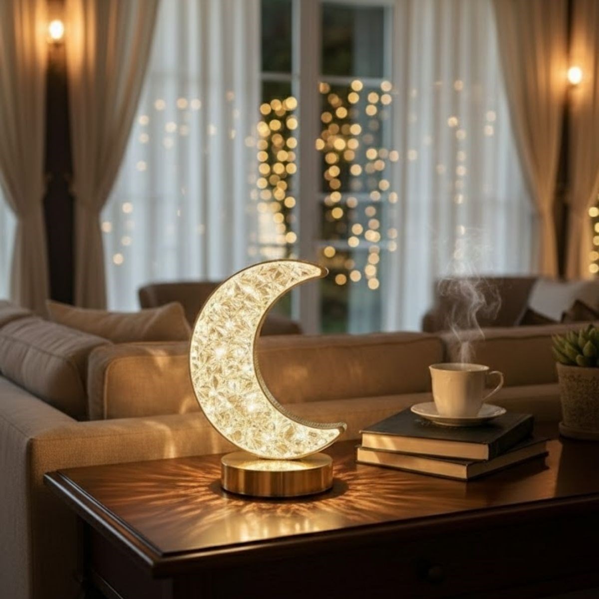 Hilal Mond Kristall LED Tischlampe – Touchscreen, 3 Farbmodi, aufladbar #3