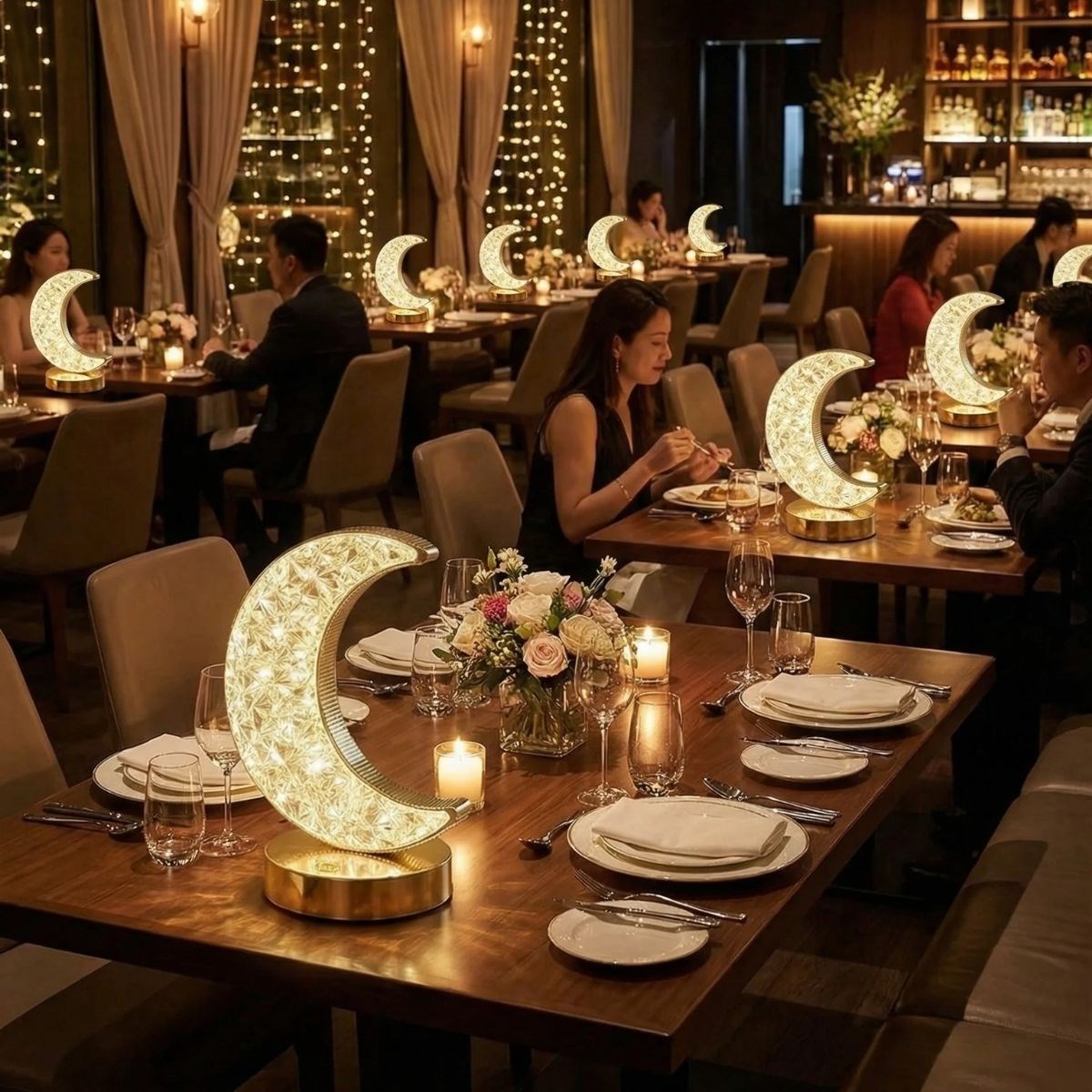 Hilal Mond Kristall LED Tischlampe – Touchscreen, 3 Farbmodi, aufladbar #4