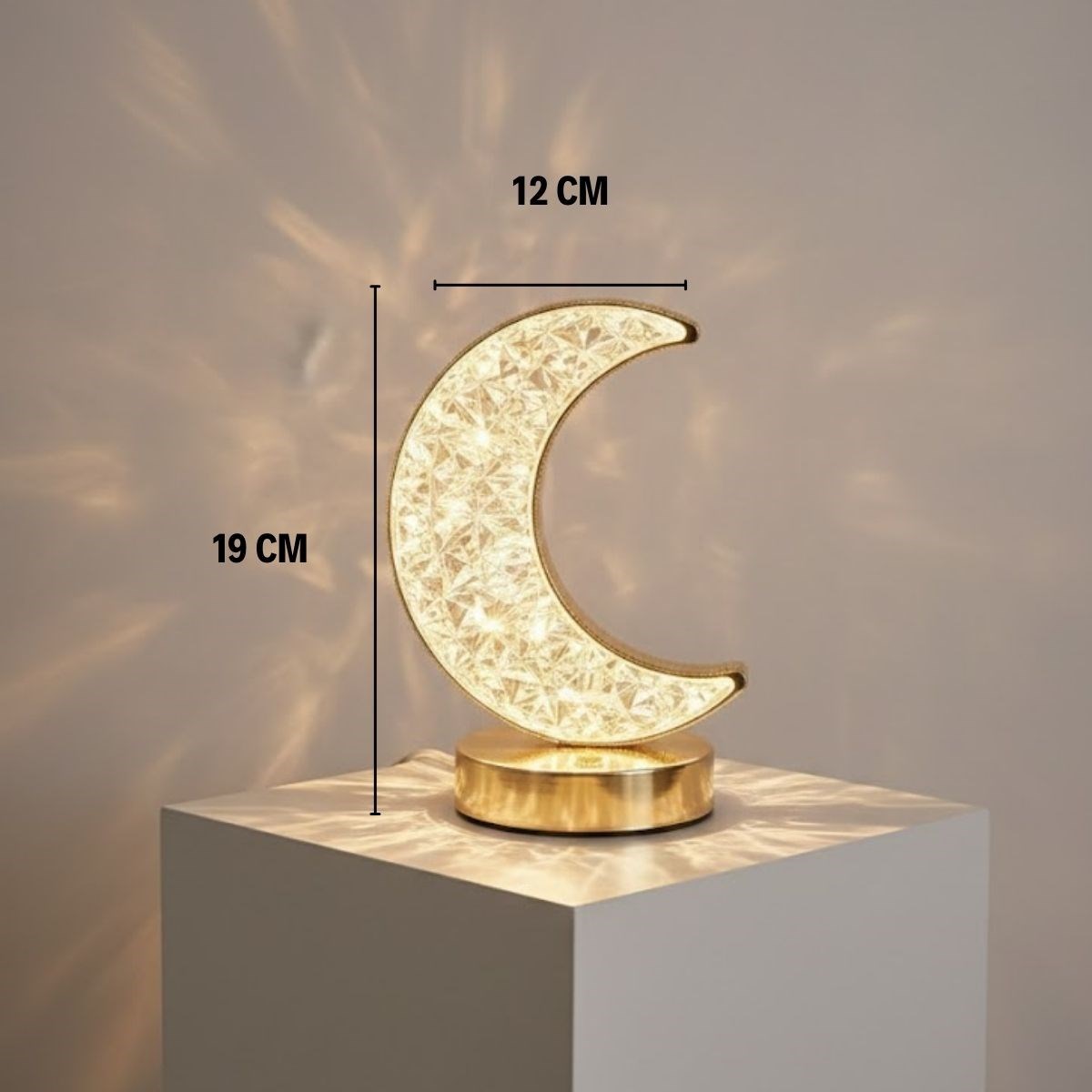 Hilal Mond Kristall LED Tischlampe – Touchscreen, 3 Farbmodi, aufladbar #5