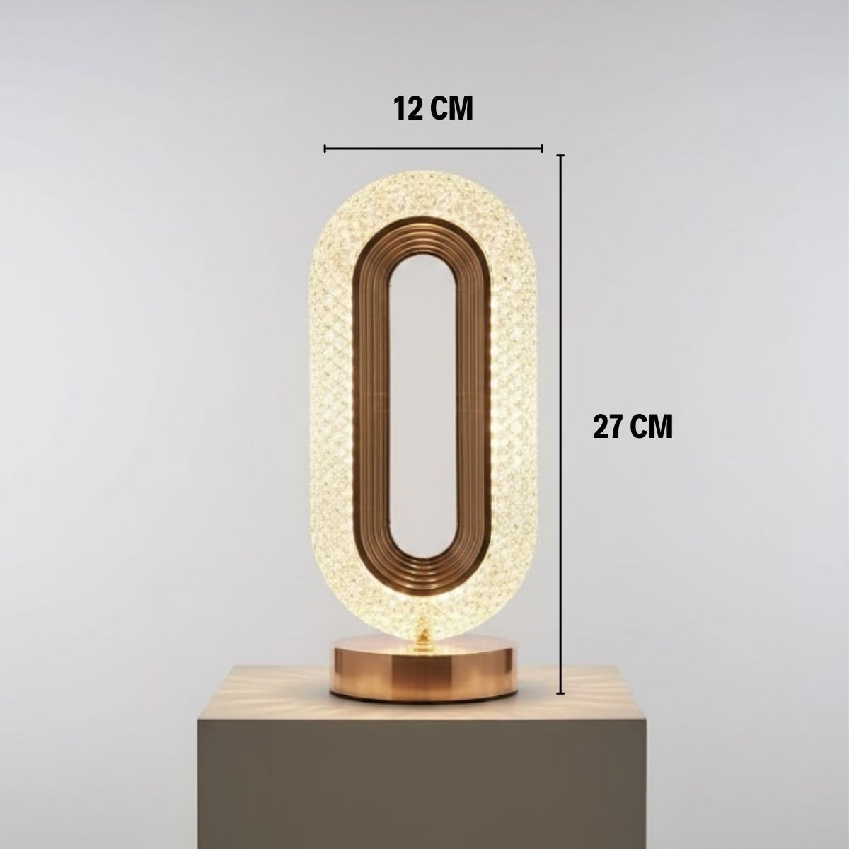 Oval Şeklinde Kristal LED Masa Lambası – Dokunmatik, 3 Renk Işık Modlu, Şarjlı Dekoratif Gece Lambası (5563) #5