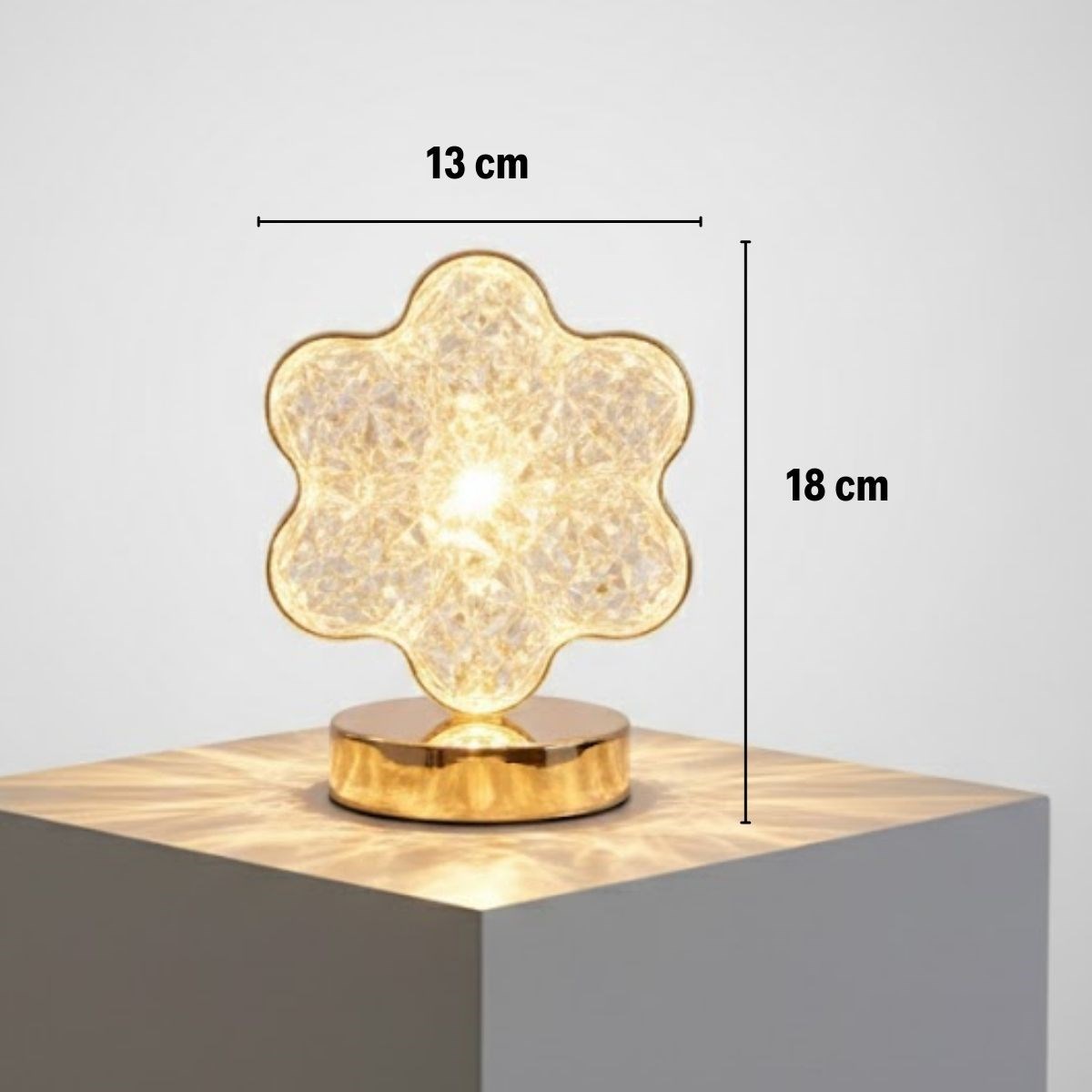 Çiçek Model Kristal LED Masa Lambası – Dokunmatik, 3 Renk Işık Modlu, Şarjlı Mini Dekoratif Gece Lambası (5563) #5