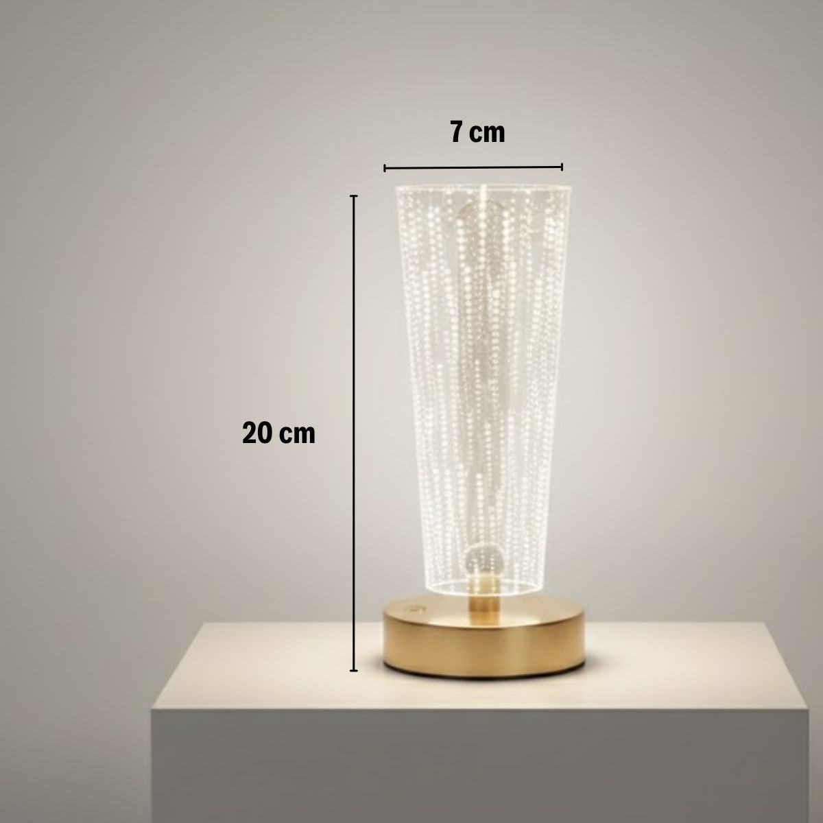 Zylindrische Kristall-Punkt-LED-Tischlampe – Gold-Basis, Touchscreen, 3-Farb-Lichtmodi, Aufladbar (5563) #5