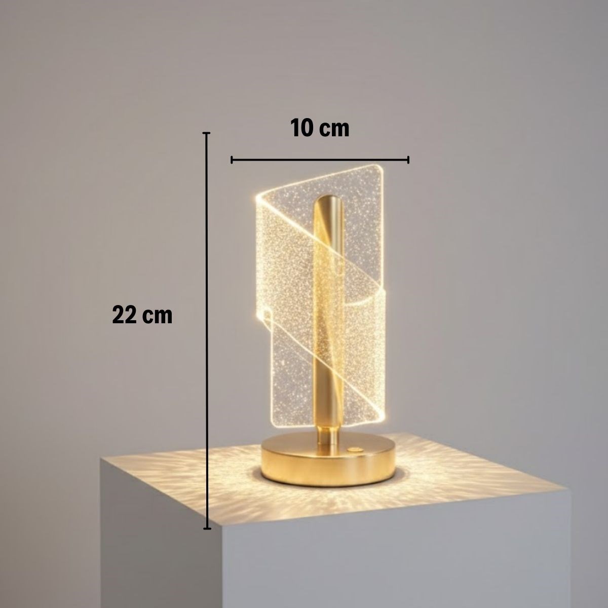Çapraz Kavisli Kristal Simli LED Masa Lambası – Gold Gövdeli, Dokunmatik, 3 Kademe Işık Ayarlı Şarjlı Dekoratif Lamba (5563) #5