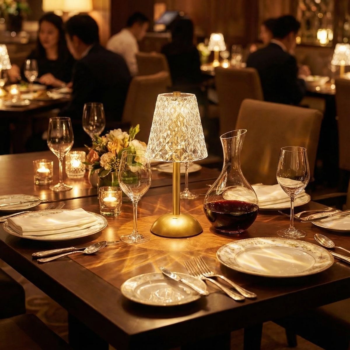 Long Classic Transparent Baklava LED Table Lamp – Touch, 3 Color Light Modes, Rechargeable (5563) #2