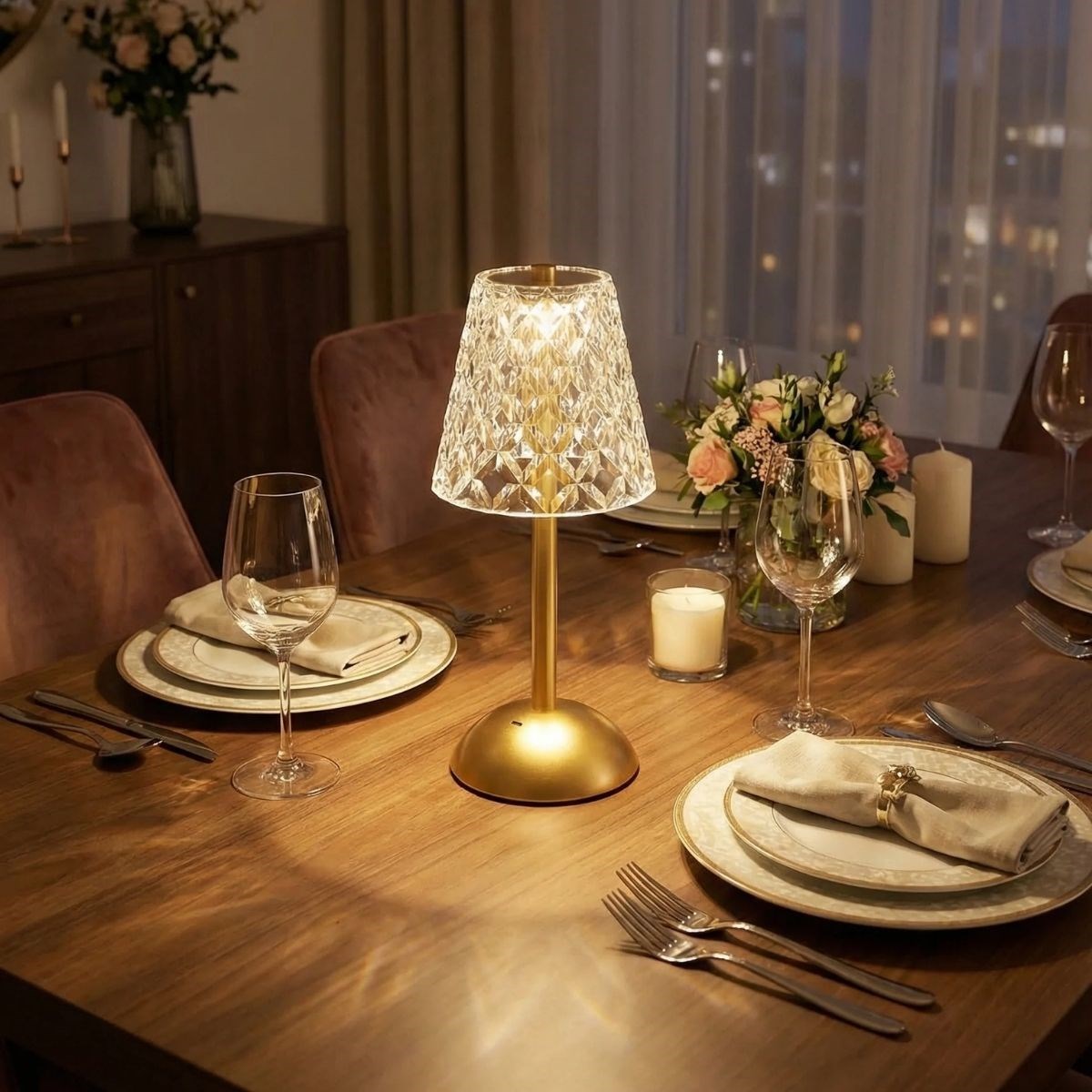 Long Classic Transparent Baklava LED Table Lamp – Touch, 3 Color Light Modes, Rechargeable (5563) #3