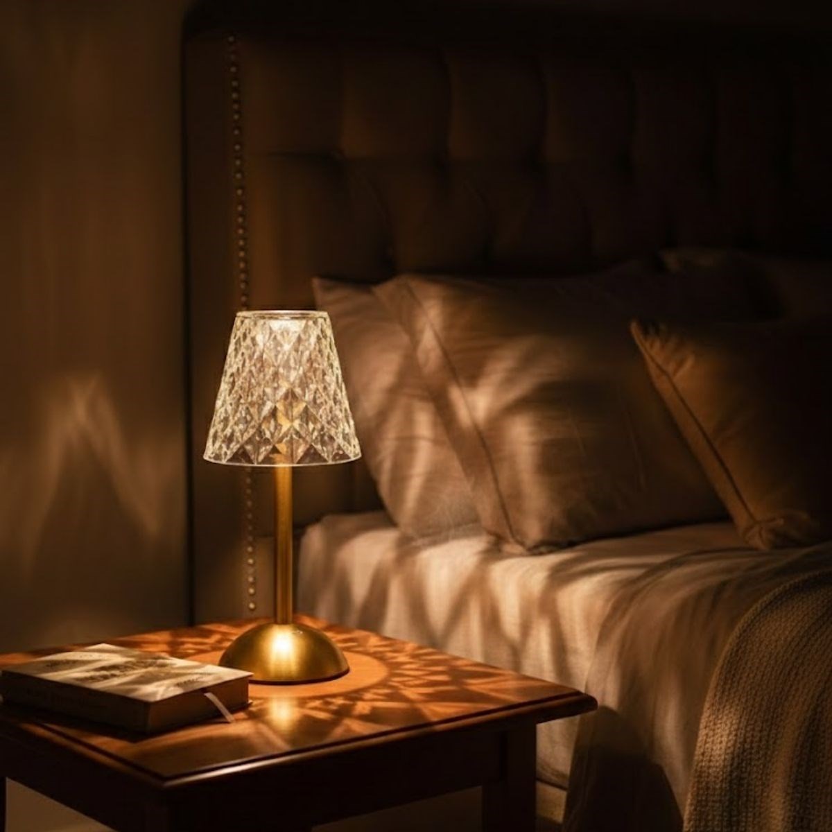 Long Classic Transparent Baklava LED Table Lamp – Touch, 3 Color Light Modes, Rechargeable (5563) #4