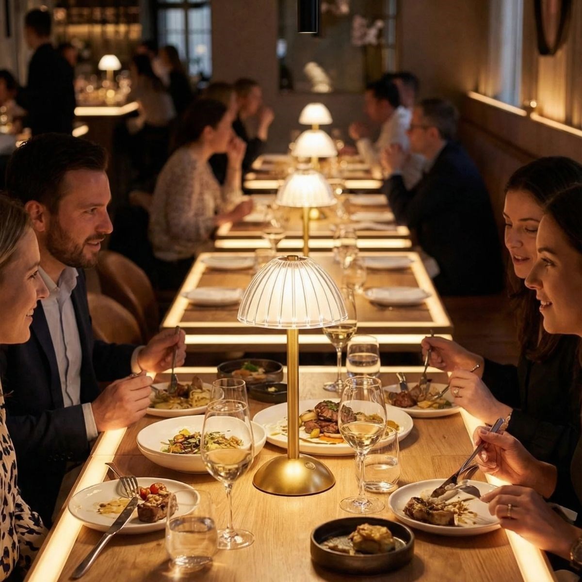 Tall Mushroom Striped LED Desk Lamp – Touch Control, 3 Color Modes, Rechargeable (5563) #2