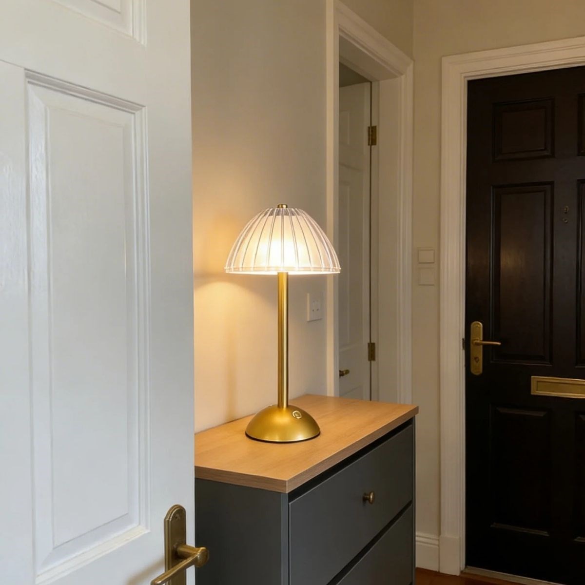 Tall Mushroom Striped LED Desk Lamp – Touch Control, 3 Color Modes, Rechargeable (5563) #3