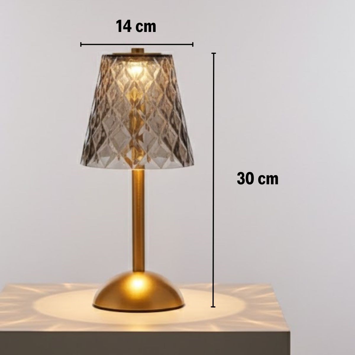 Tall Classic Grey Baklava LED Table Lamp – Touch, 3 Color Light Modes, Rechargeable #5