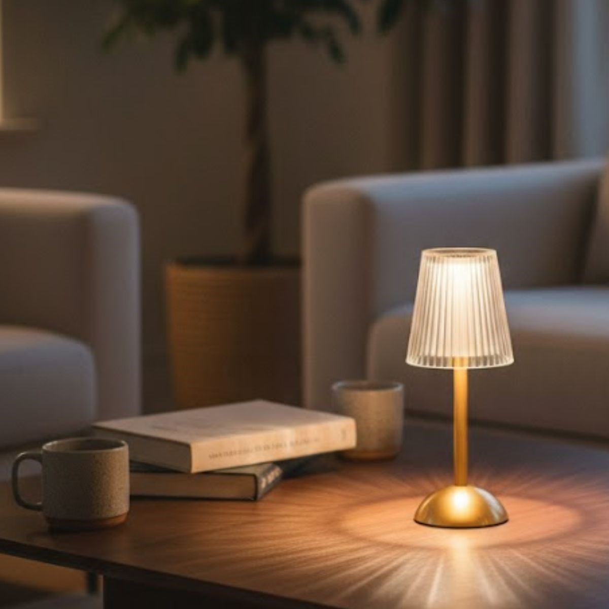 Long Classic Striped LED Table Lamp – Touch Control, 3 Color Modes #4