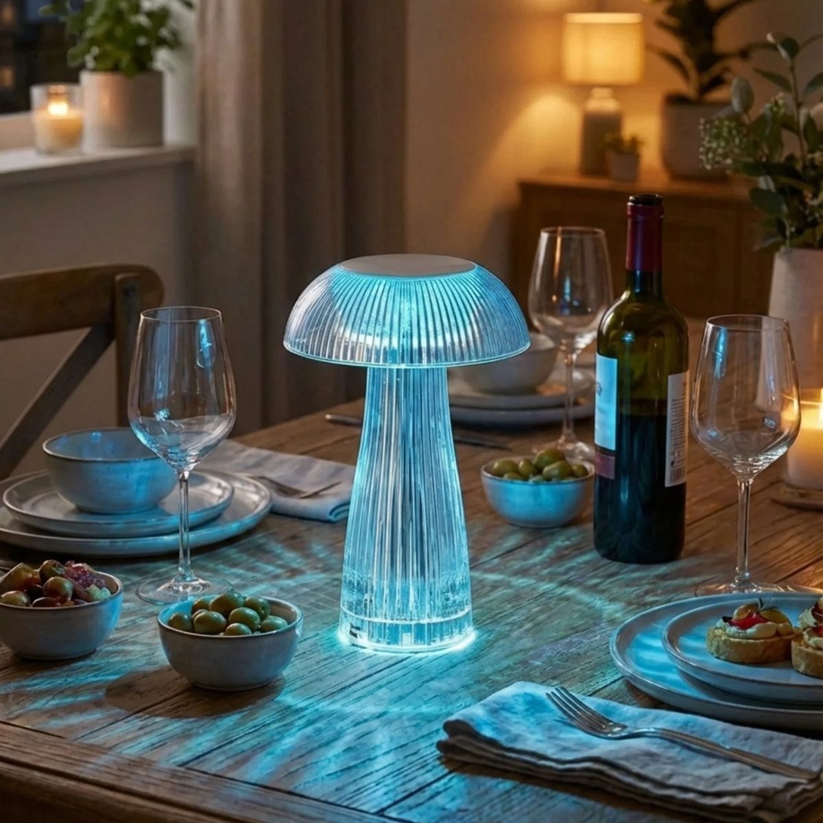 Transparente Pilz-LED-Tischlampe – Fernbedienung, kabellos, Touchscreen, Farblichmodi #2