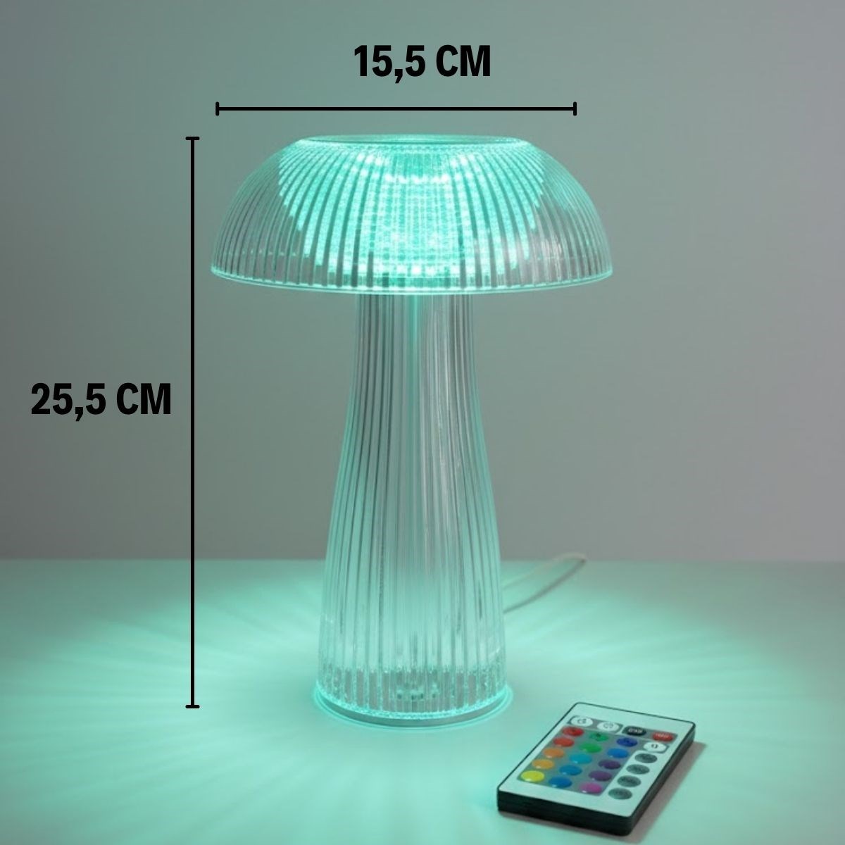 Transparente Pilz-LED-Tischlampe – Fernbedienung, kabellos, Touchscreen, Farblichmodi #4