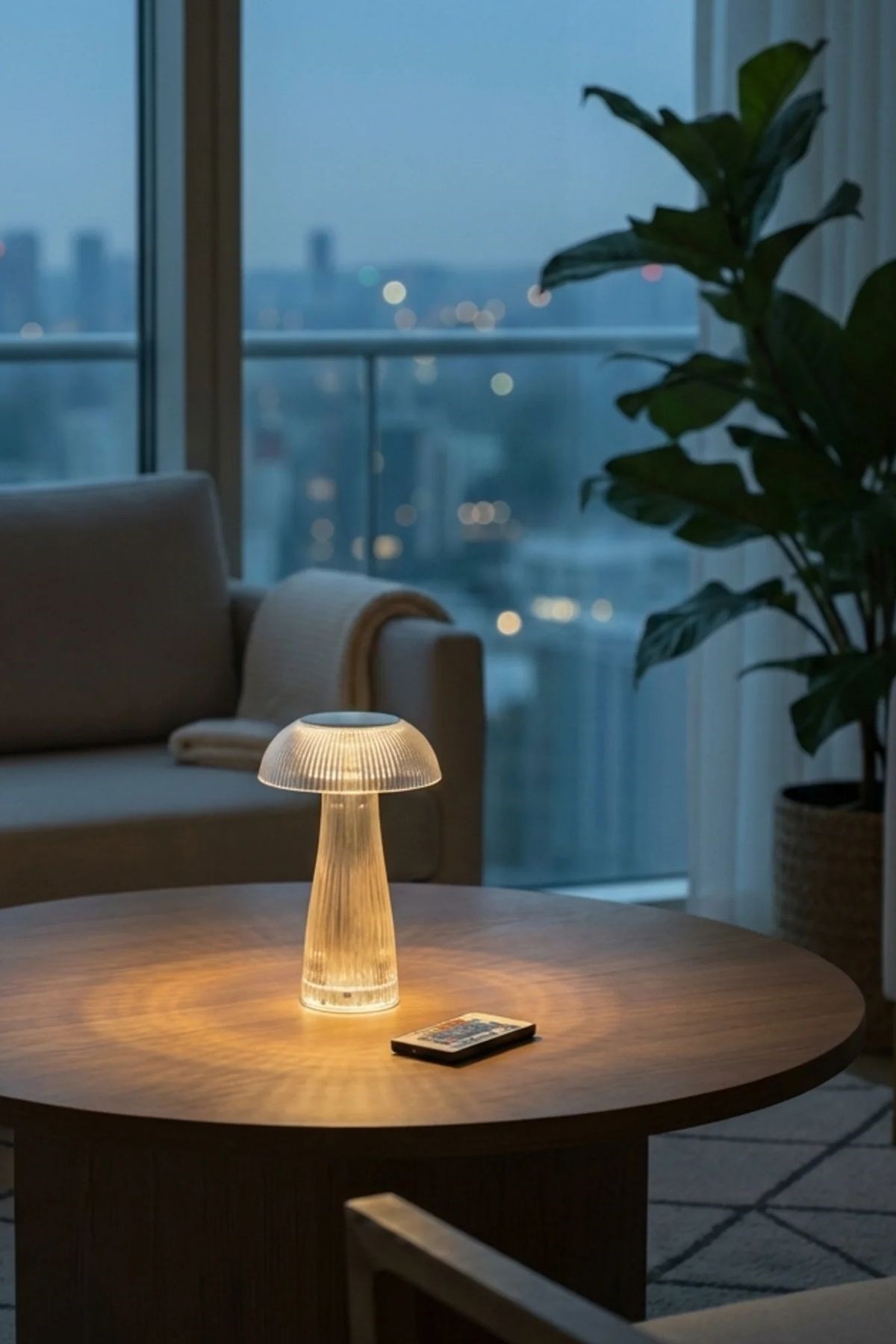 Transparente Pilz-LED-Tischlampe – Fernbedienung, kabellos, Touchscreen, Farblichmodi #5