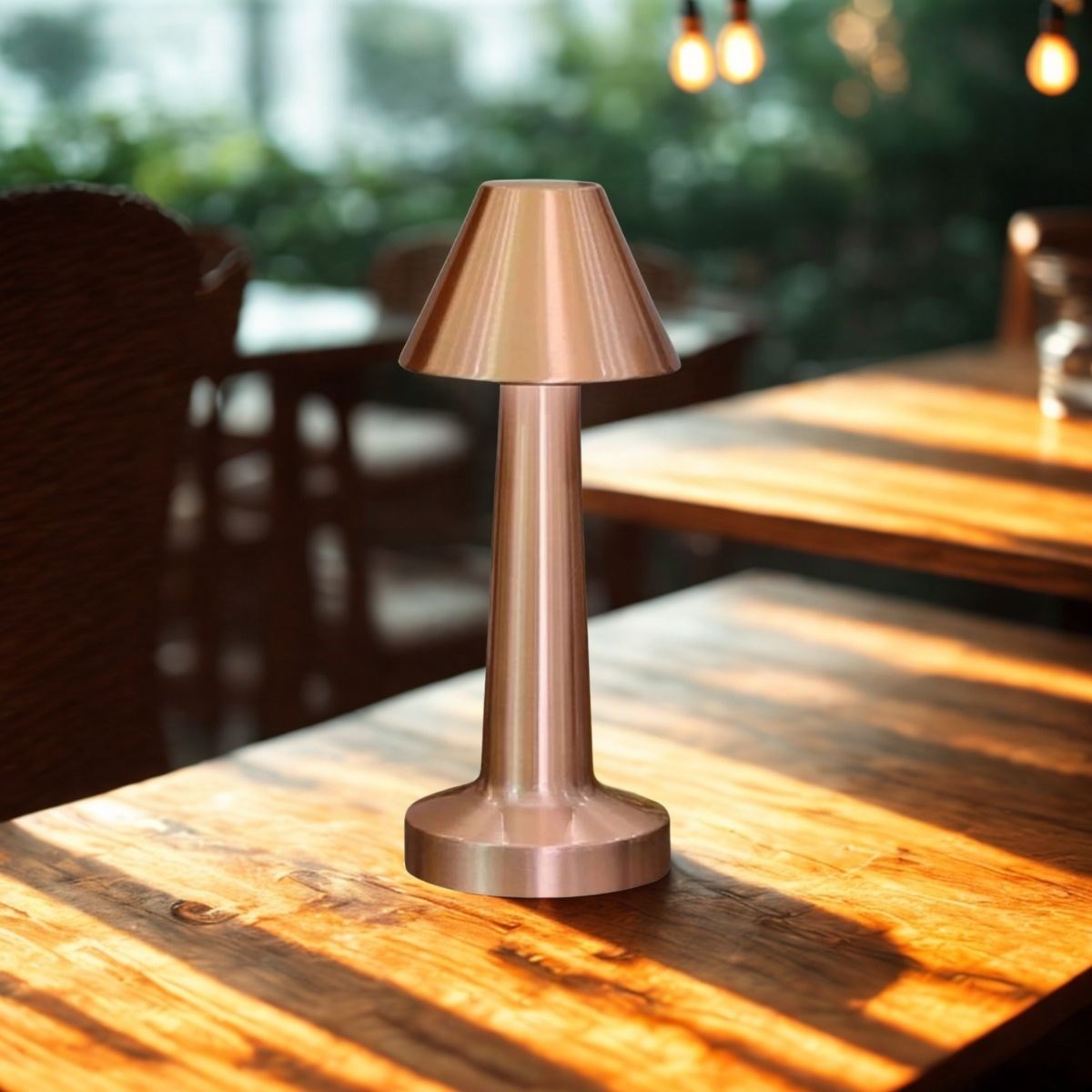 Çatı Model Bronz Renk Şarjlı Dokunmatik 3 Renkli LED Masa La