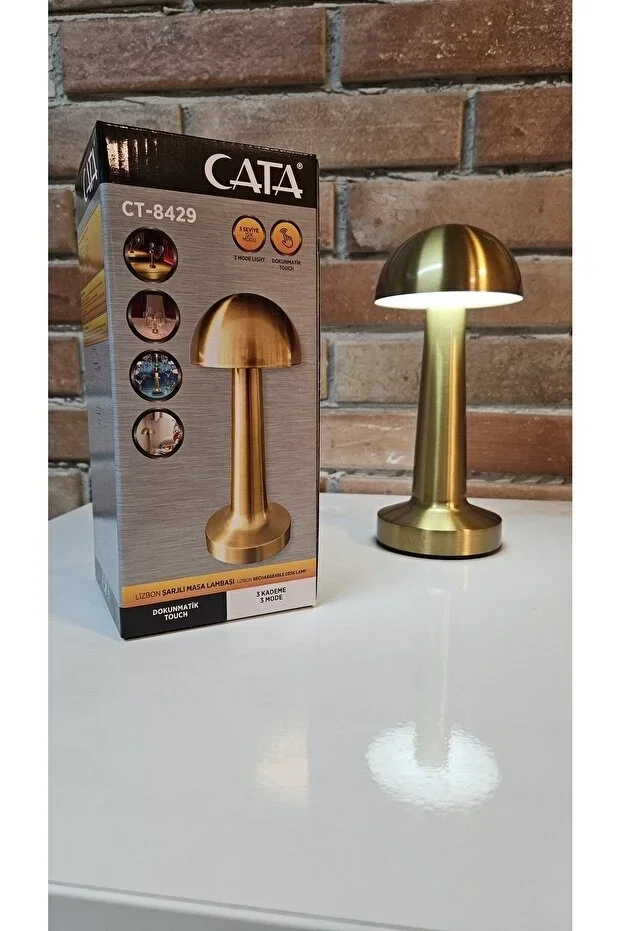 GOLD Mantar Lamba CT-8429 Lizbon 3 Renk Şarjlı Masa Lambası (5563) #4