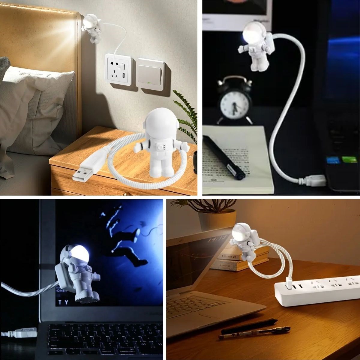 USB Astronot Gece Lambası, Masa Lambası, Kitap Okuma Lambası